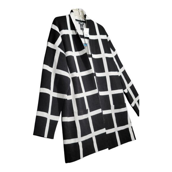 J'envie/Eli NY Reversible Window Pane Black White Cardigan Women's Size XL NWT‎ - Picture 3 of 9